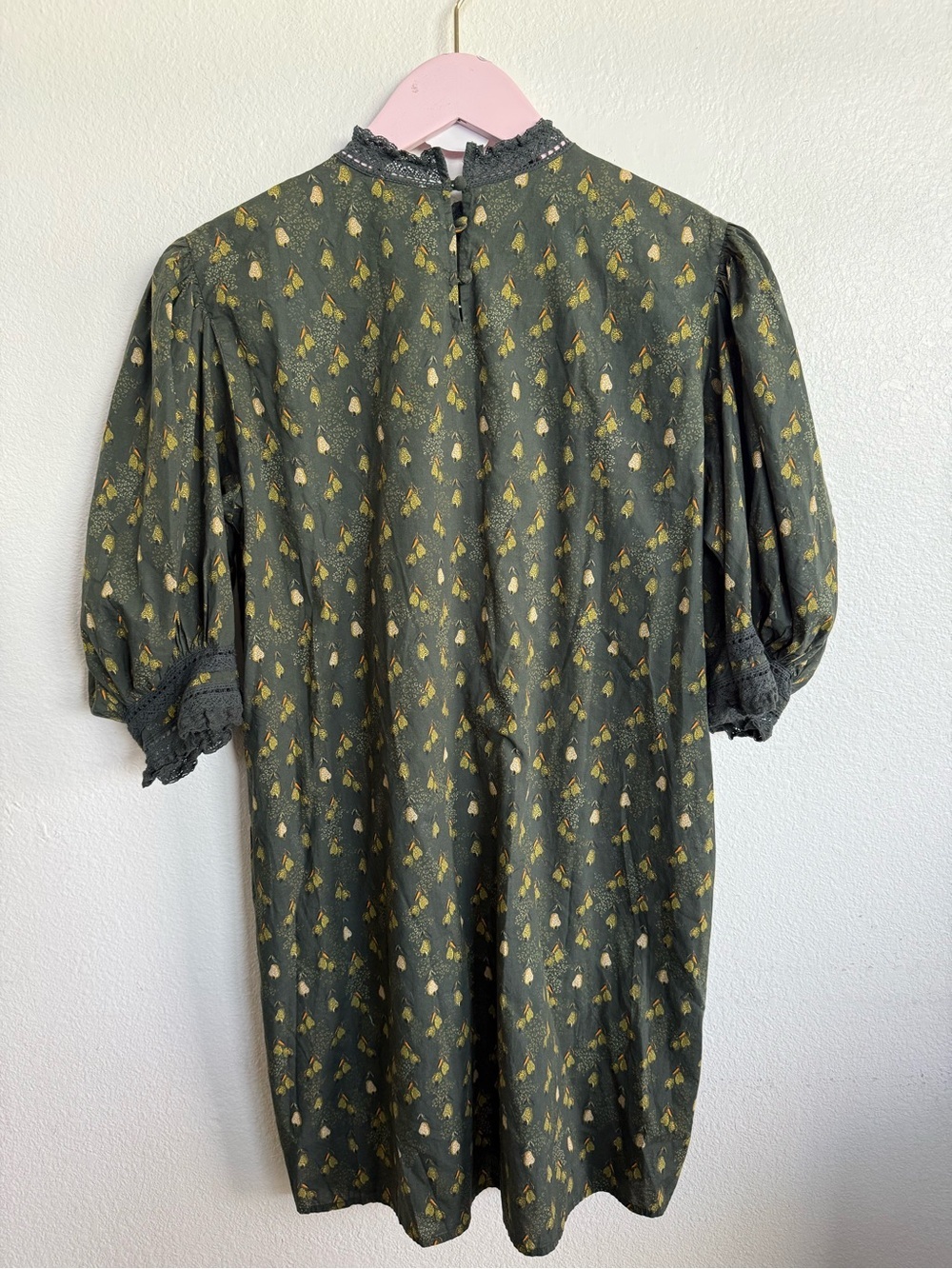 Farm Rio Military Cashew Puff Sleeve Tunic Dress - Picture 2 of 7